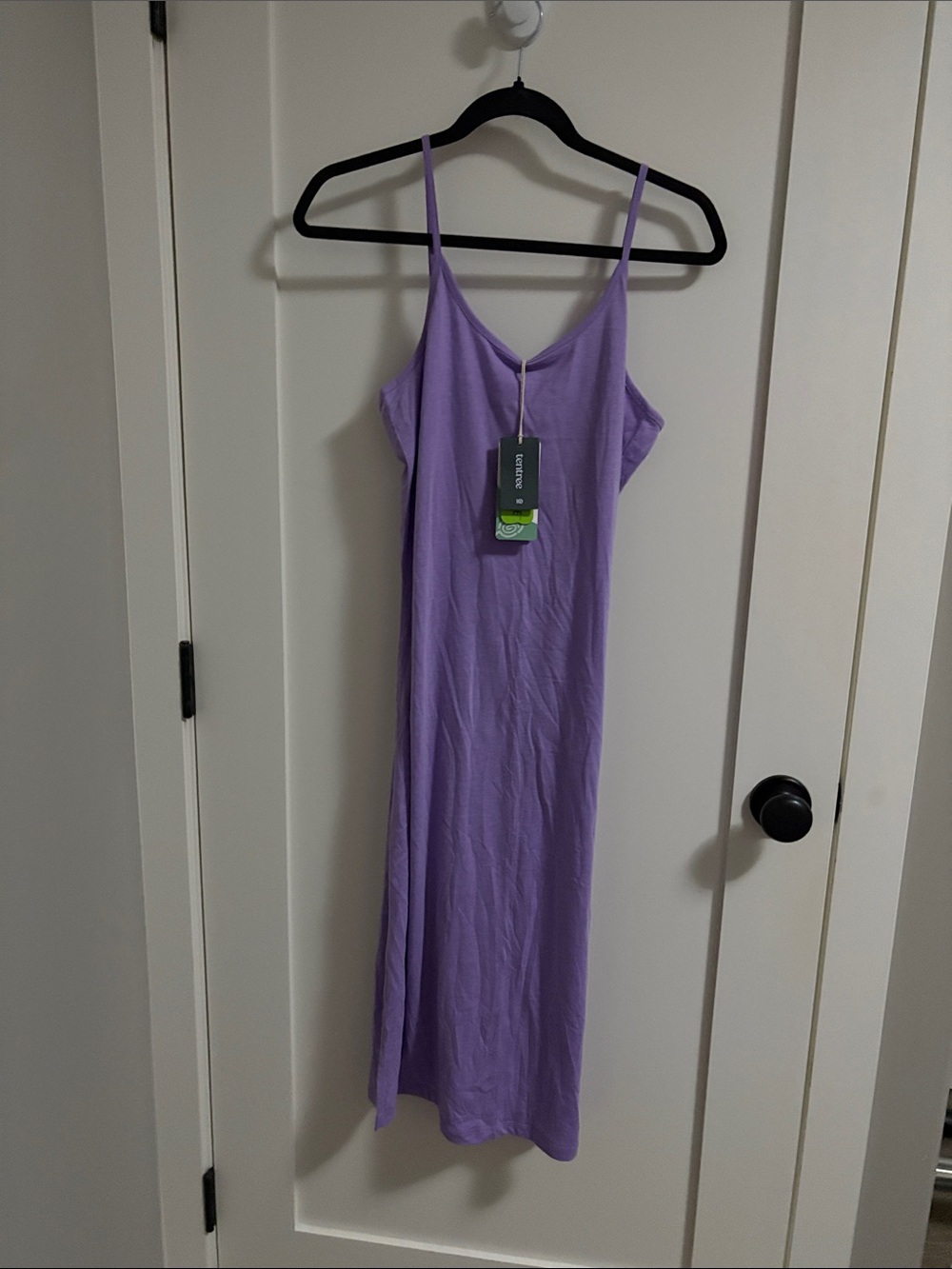 tentree Lilac Slip Midi Dress with Spaghetti Straps